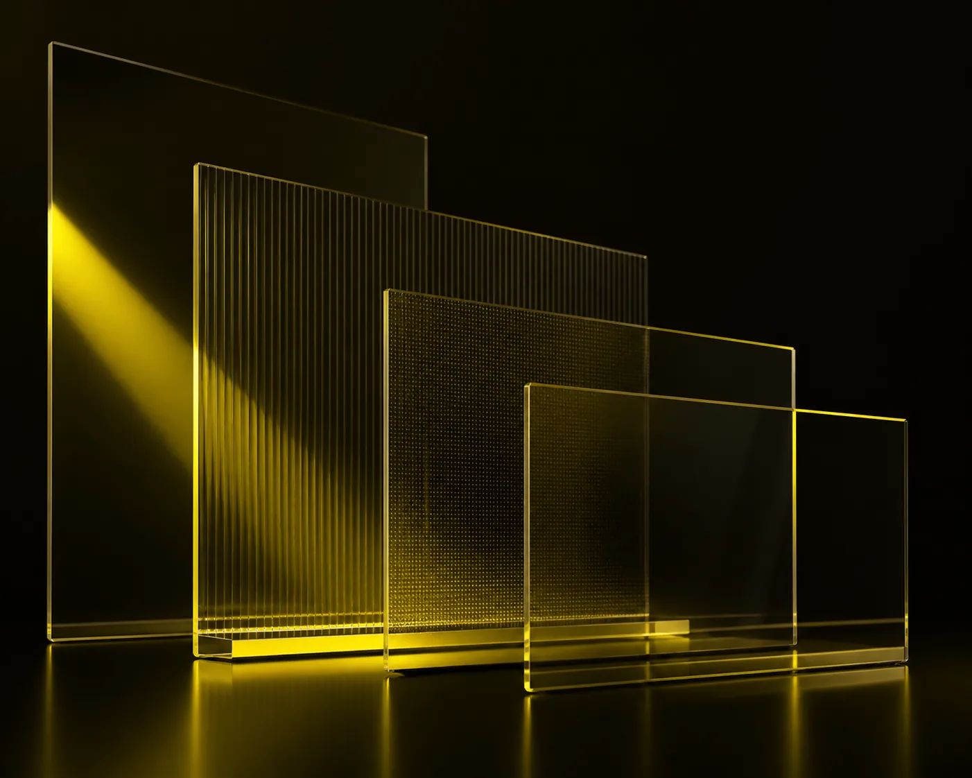 Pencil AI layered marketing panels abstract render